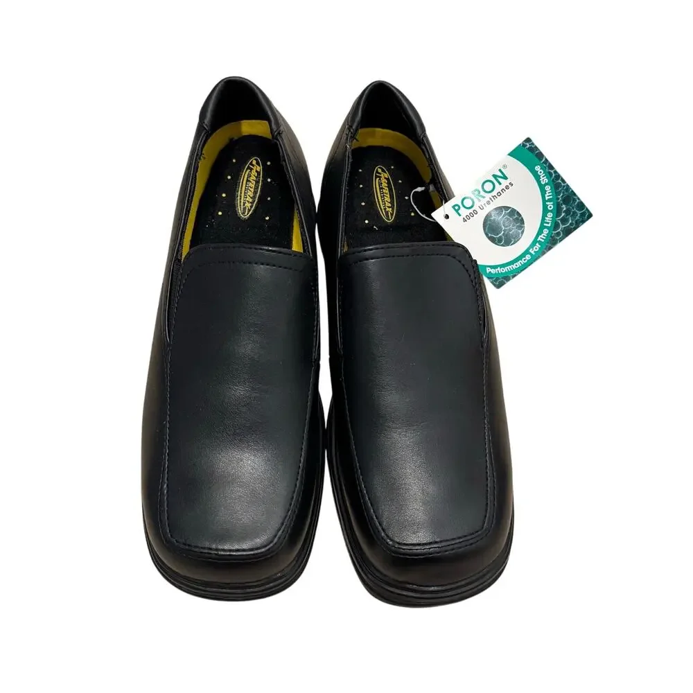 NWT Safetrax Black‎ Leather Slip Resistant Women’s Work Shoes 7.5 Slip-On #65125